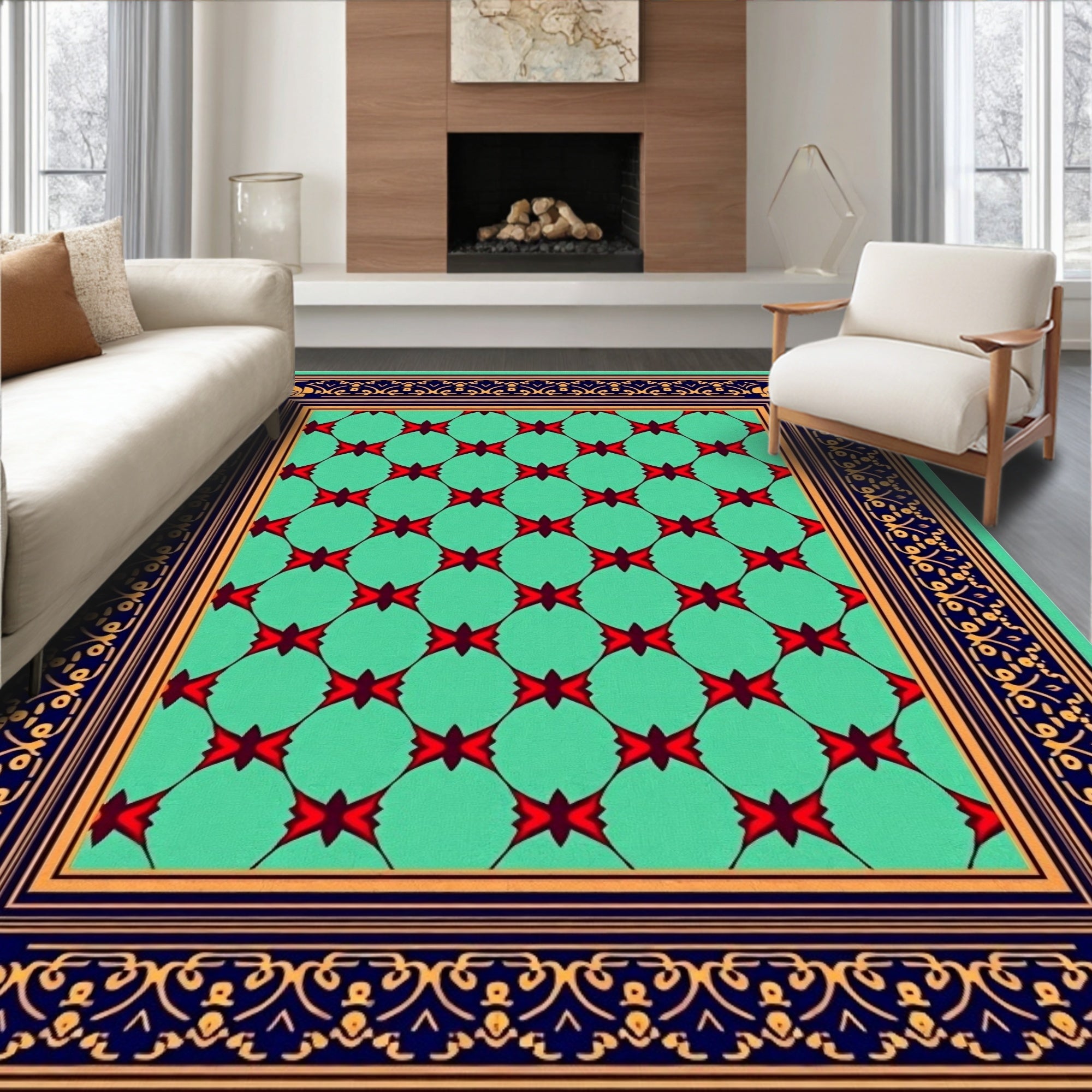 Maroon Red Diamond Pattern Rug