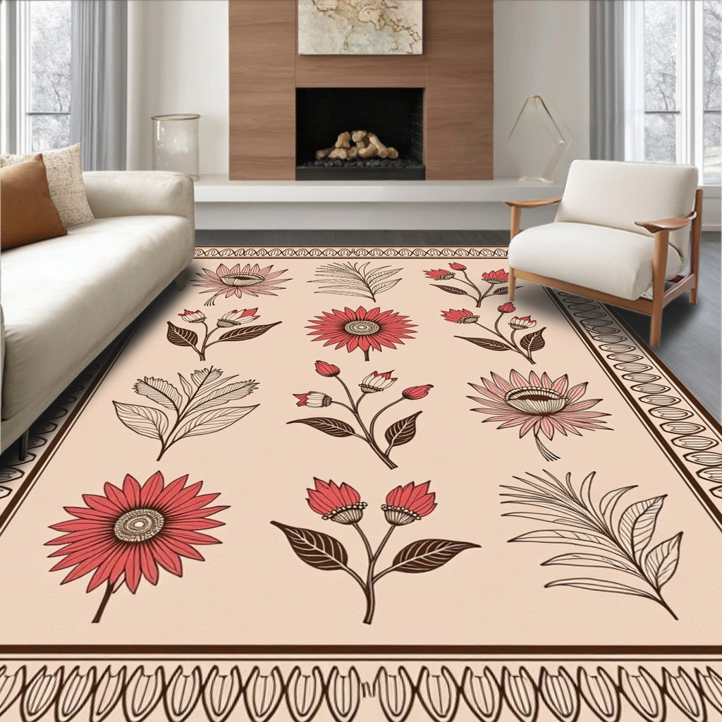 Folk Art Floral Botanical Collection Rug