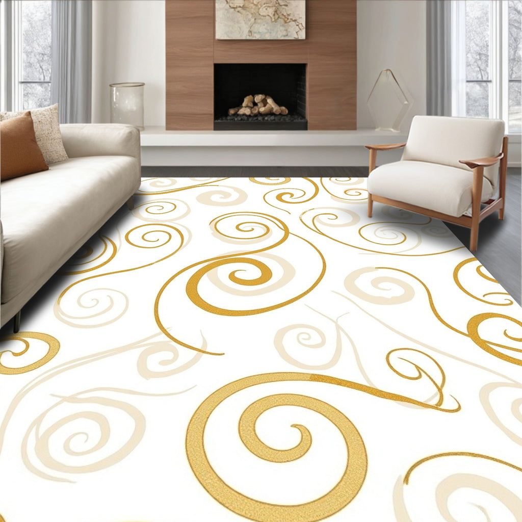 Gold Swirl Pattern Delightful Vines Rug