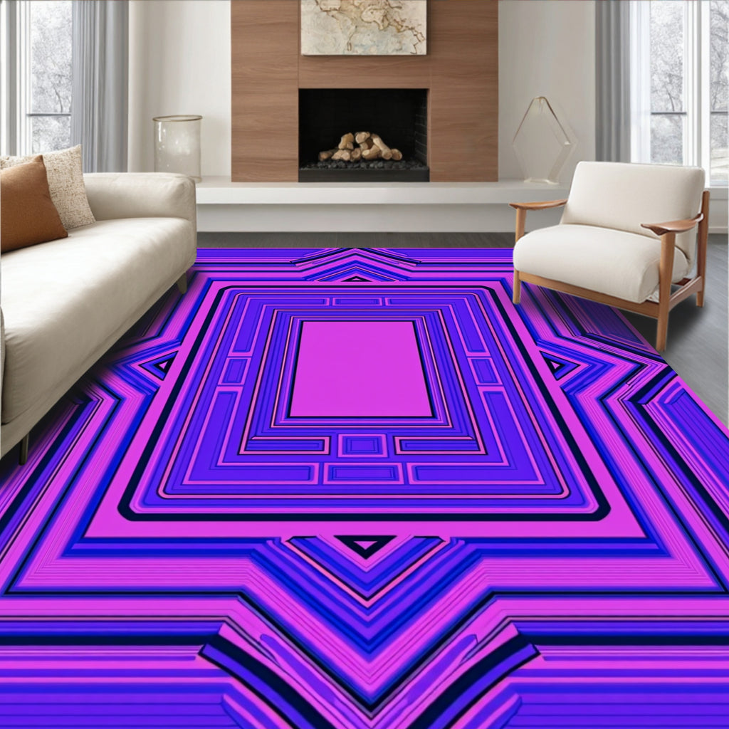 Vibrant Geometric Maze Pattern Rug
