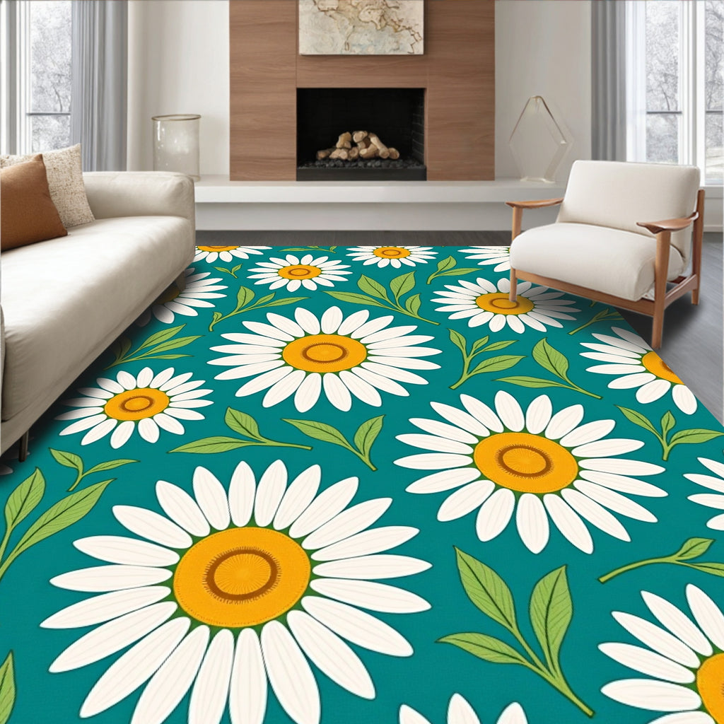 Daisy Floral Pattern Design Rug