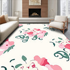 Pink Abstract Floral Swirly Pattern Rug