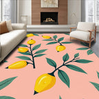 Citrus Lemon Leaf Branch Pattern Rug