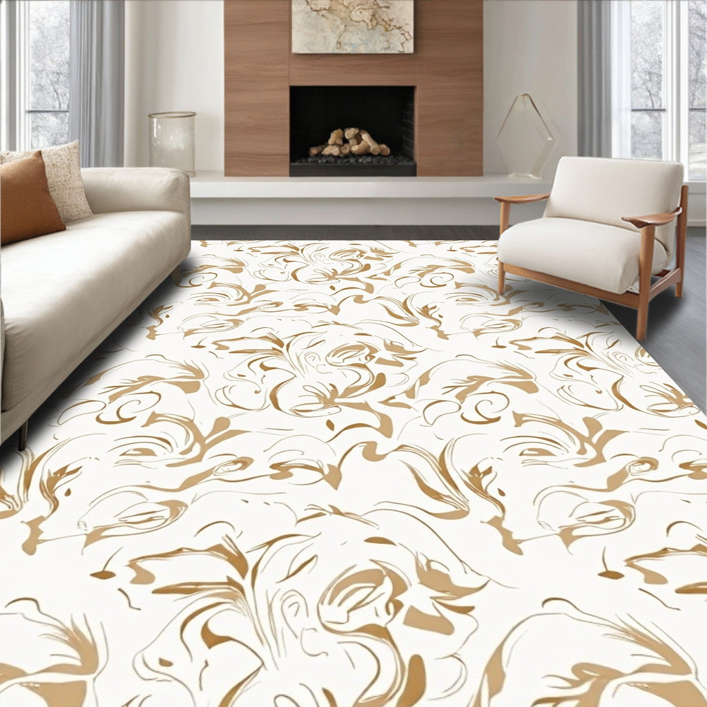 Abstract Swirls Brushstroke Pattern Rug