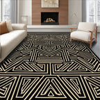 Bold Black Geometric Tribal Rug