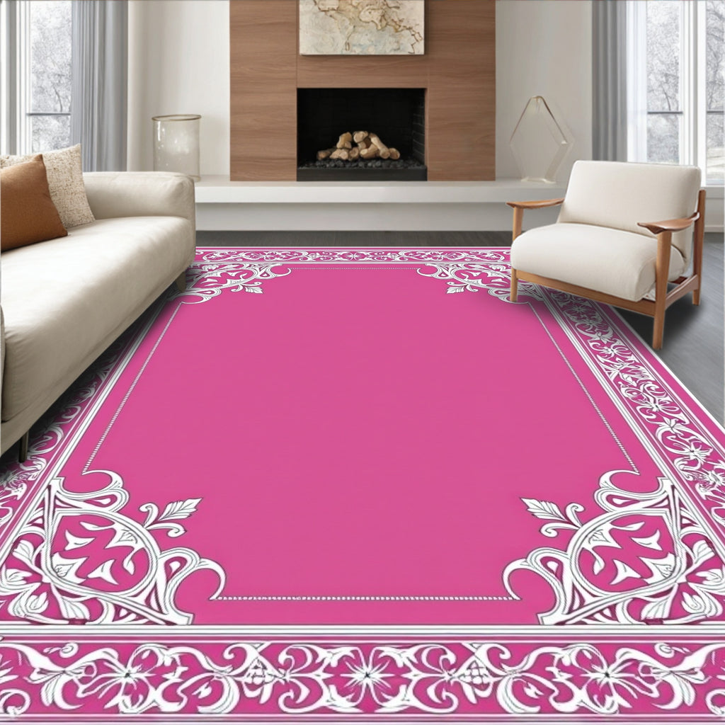 Intricate Floral Frame Design Rug