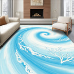 Oceanic Swirl Coral Pattern Rug