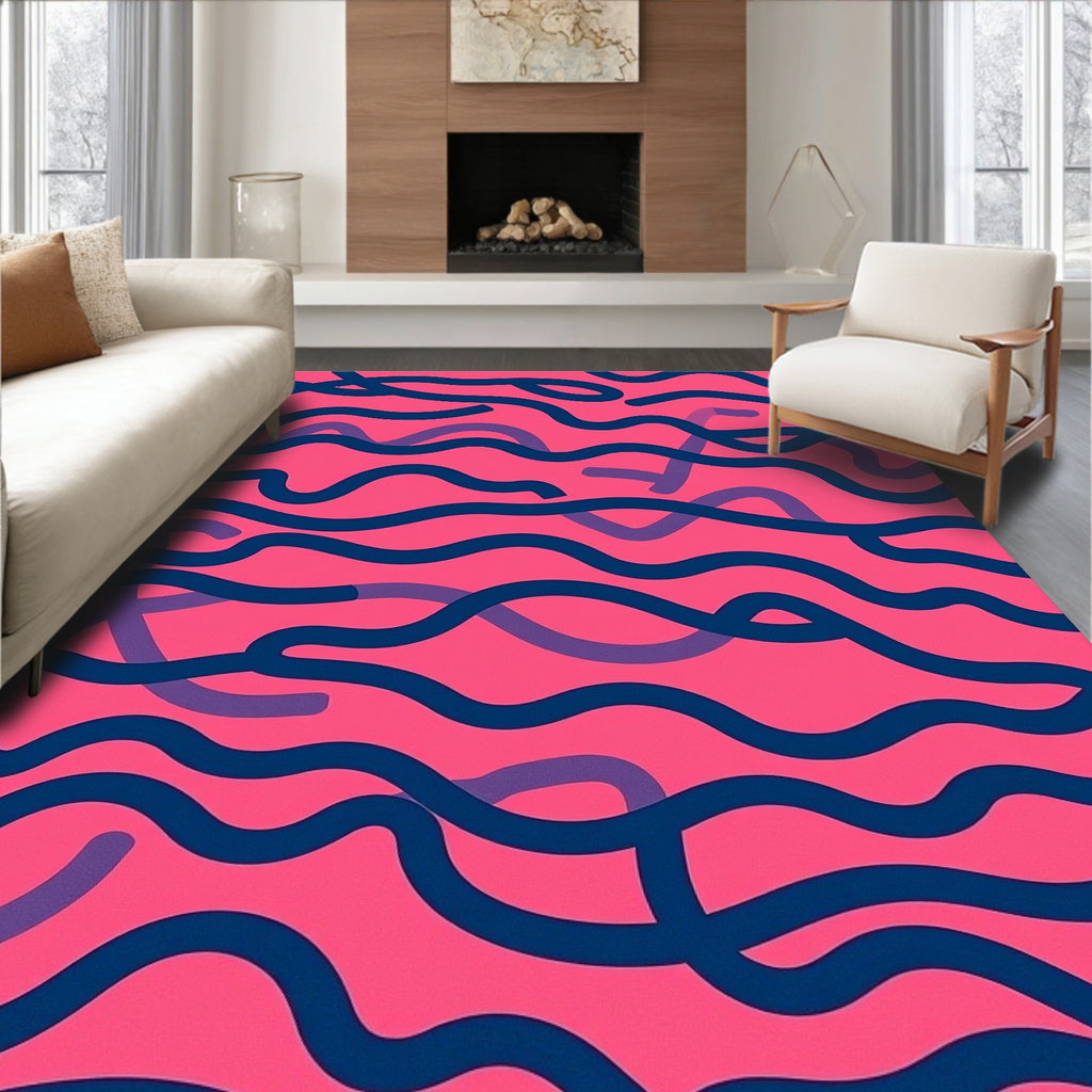 Wavy Blue And Purple Lines Rug