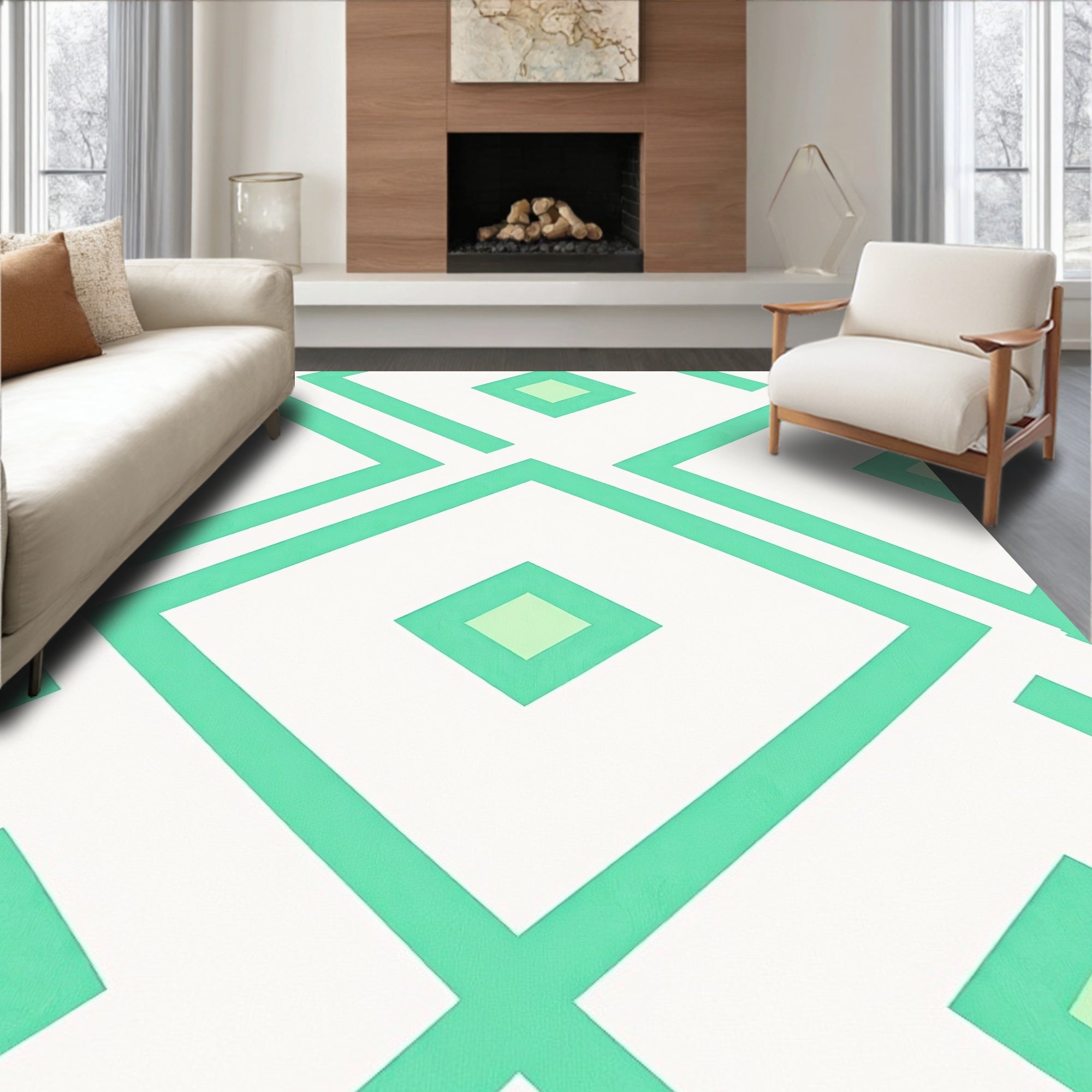Geometric Diamond Lattice Design Rug