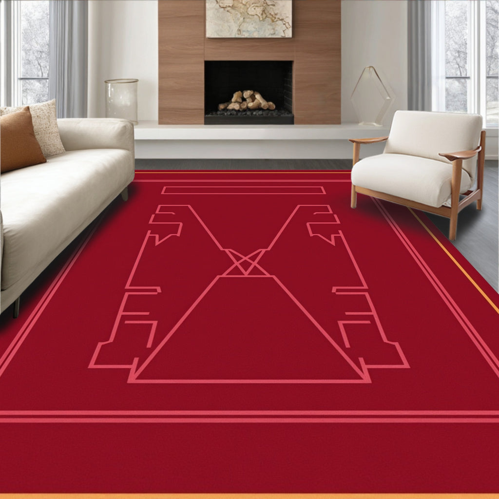 Geometric Diamond Abstract Red Design Rug