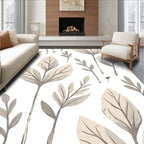 Botanical Leaf Pattern Neutral Tones Rug