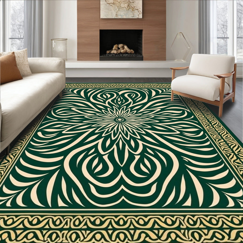 Ornate Floral Swirl Pattern Design Rug