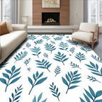 Teal Leaf Pattern Design Rug