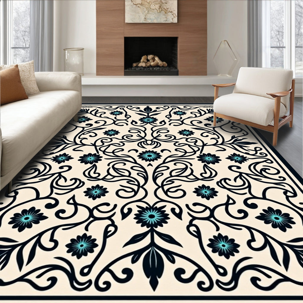 Classic Floral Vine Arabesque Pattern Rug