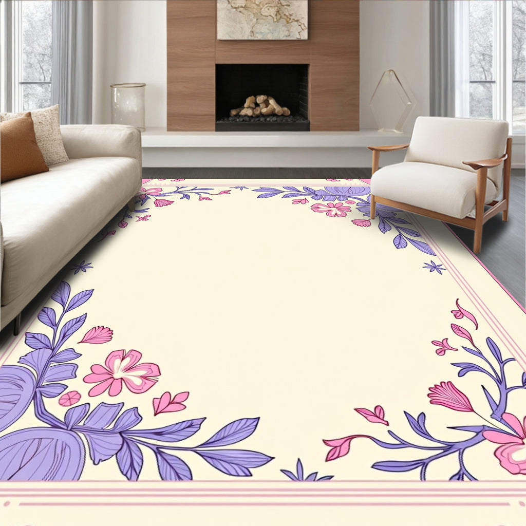 Floral Vines With Pink Lilac Accents Rug