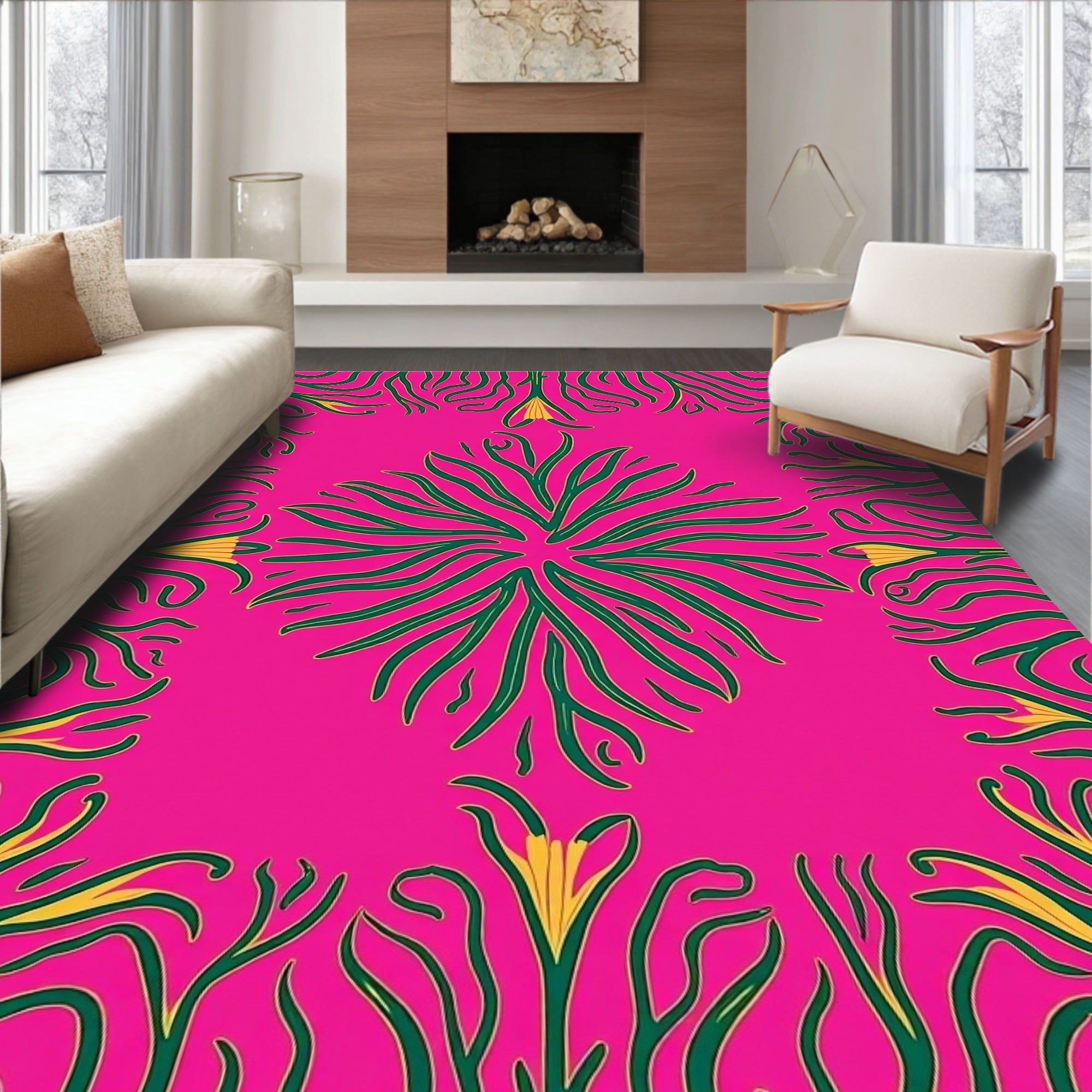 Bold Floral Vine Pattern Rug
