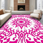Pink Sunburst Swirl Mandala Rug