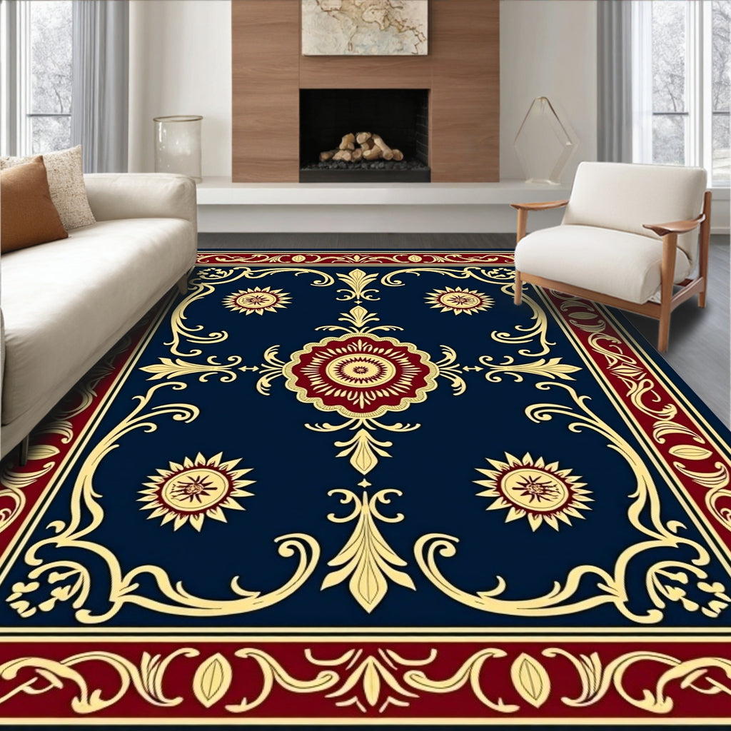 Ornate Sun Emblem Classic Pattern Rug