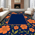 Orange Blossom Garden Floral Pattern Rug