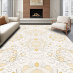 Ornate Yellow Floral Art Nouveau Rug