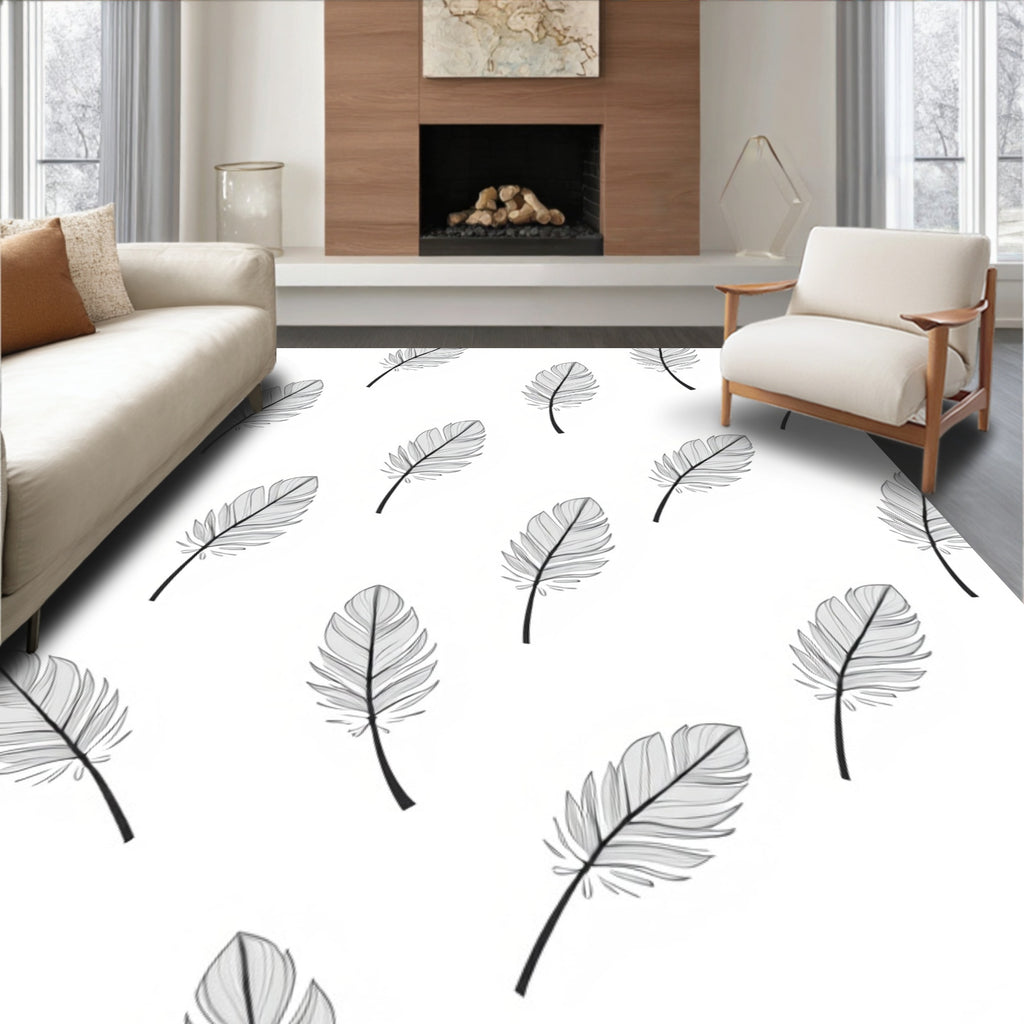 Delicate Feather Pattern Design Rug