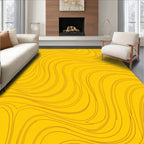 Golden Yellow Wavy Line Pattern Rug