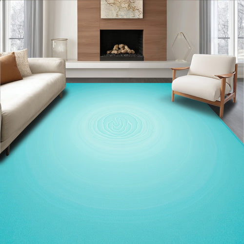 Abstract Aqua Circular Ripple Rug