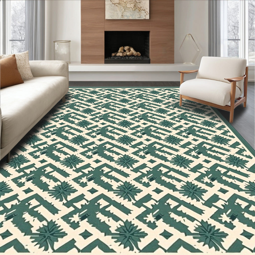 Intricate Lattice Floral Pattern Rug