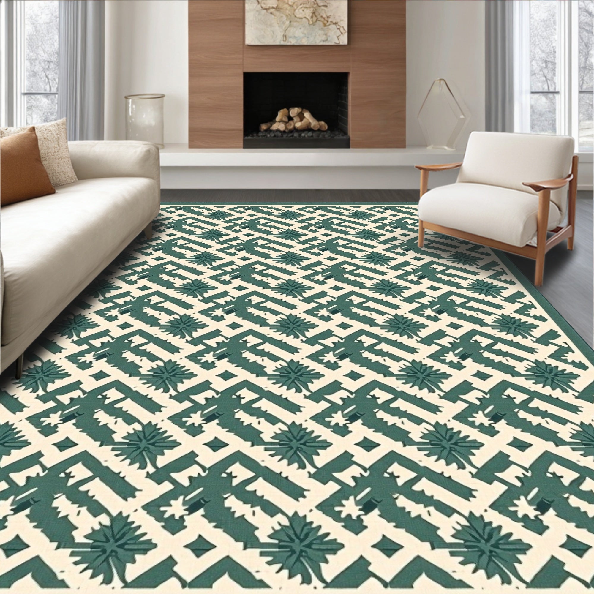 Intricate Lattice Floral Pattern Rug
