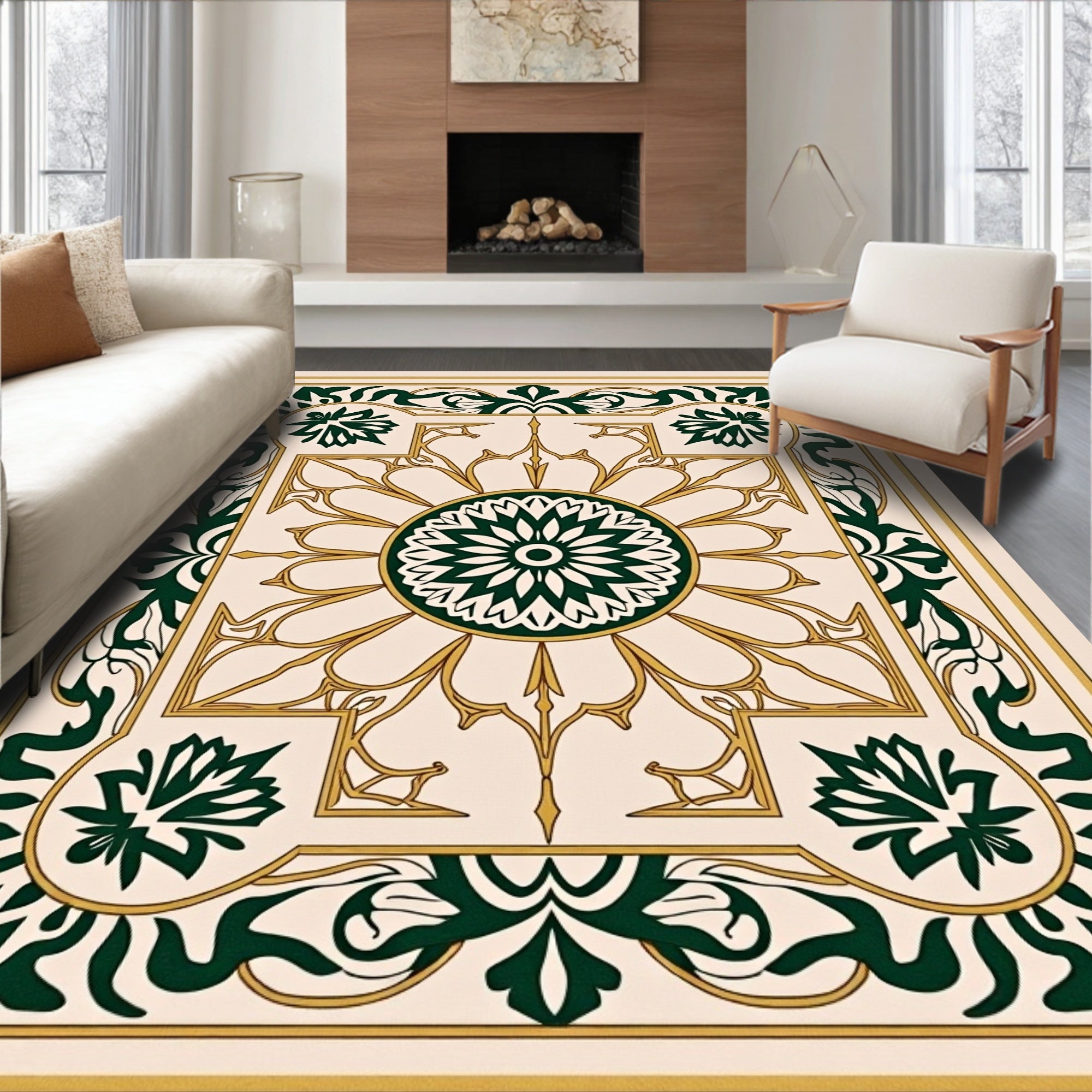 Elegant Floral Medallion Pattern Design Rug