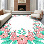 Whimsical Floral Branches Pink Teal Rug