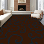 Swirling Vine Patterned Warm Brown Rug