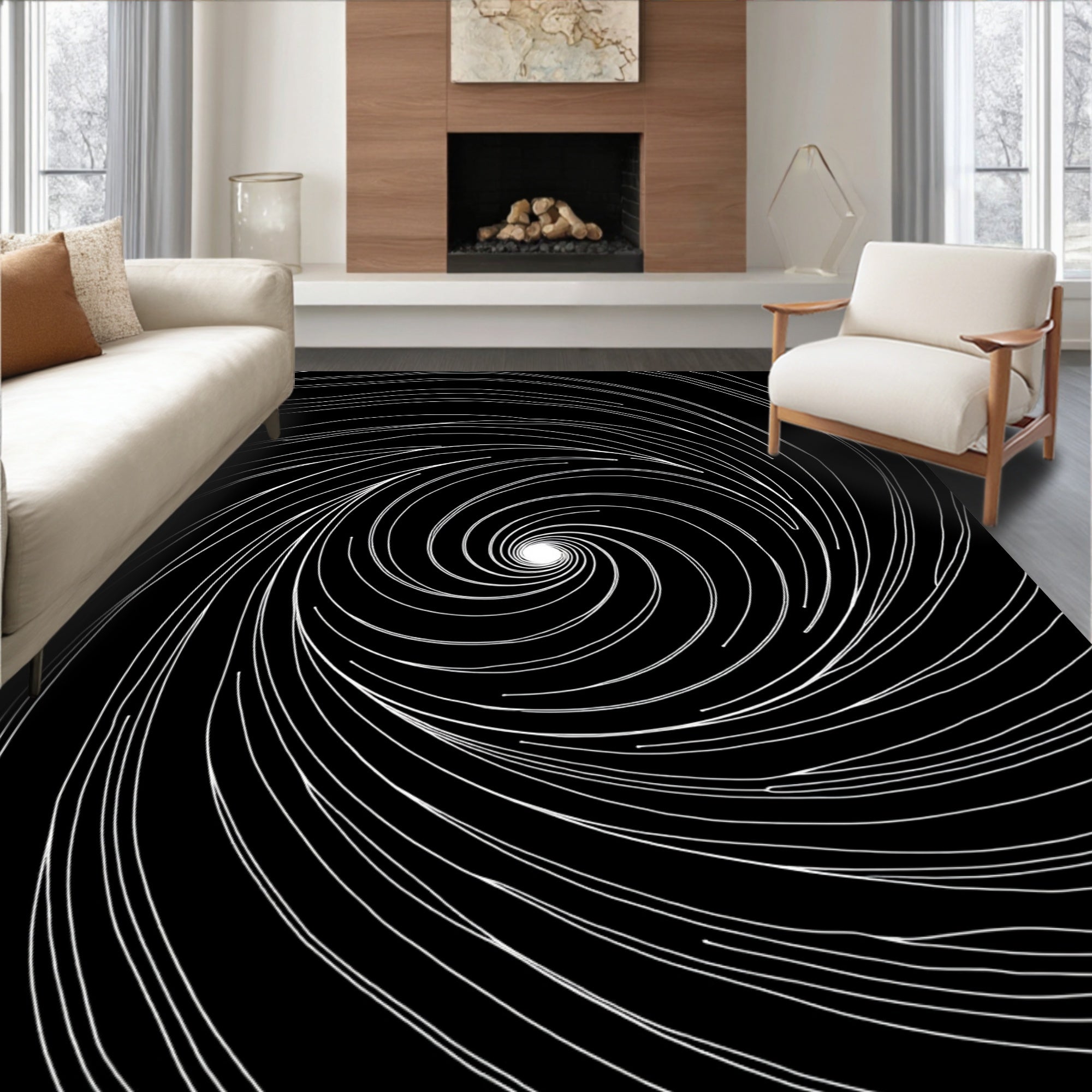 Abstract Swirling Lines Pattern Rug