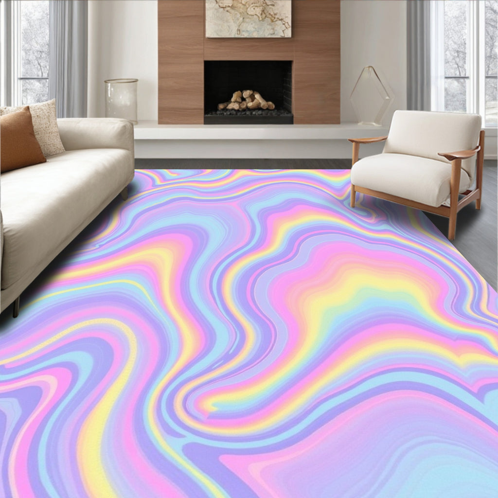 Pastel Swirl Marble Pattern Rug
