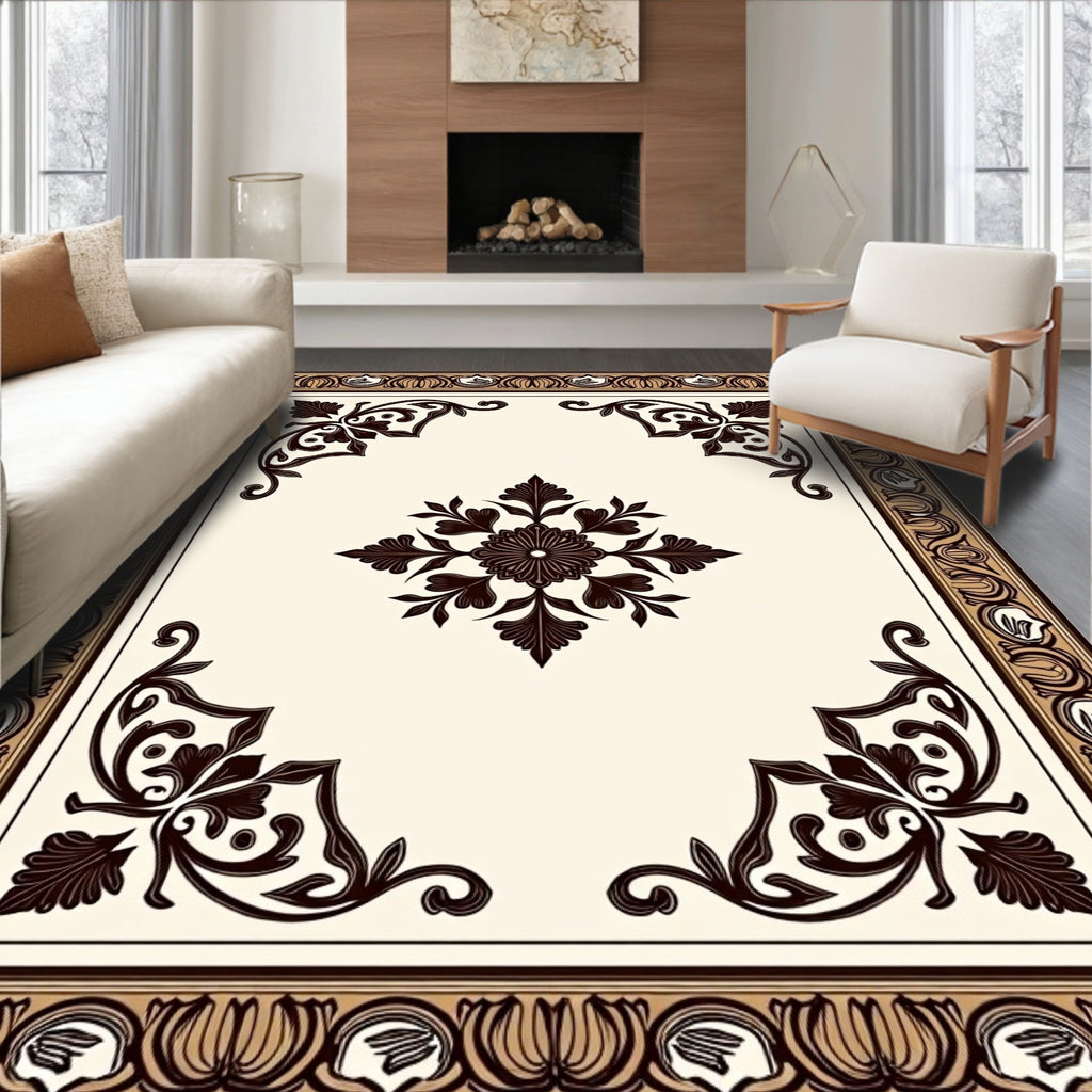 Classic Floral Scrollwork Border Rug