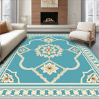 Ornate Floral Medallion Tealand Cream Rug