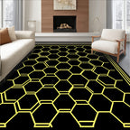 Modern Yellow Hexagon Geometric Pattern Rug