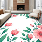Coral Floral Botanical Pattern Rug