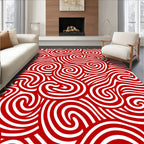 Crimson White Swirl Contemporary Rug