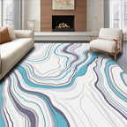 Abstract Aqua Gray Liquid Lines Rug
