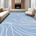 Serene Blue White Swirl Pattern Rug