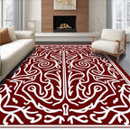 Ornate White Vine Pattern Rug