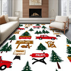Red Truck Christmas Tree Forest Picnic Rug