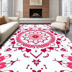 Fuchsia Floral Symmetry Mandala Design Rug