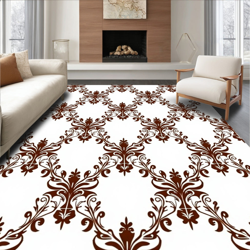 Elegant Floral Damask Pattern Rug
