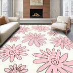 Pink Daisy Floral Pattern Rug