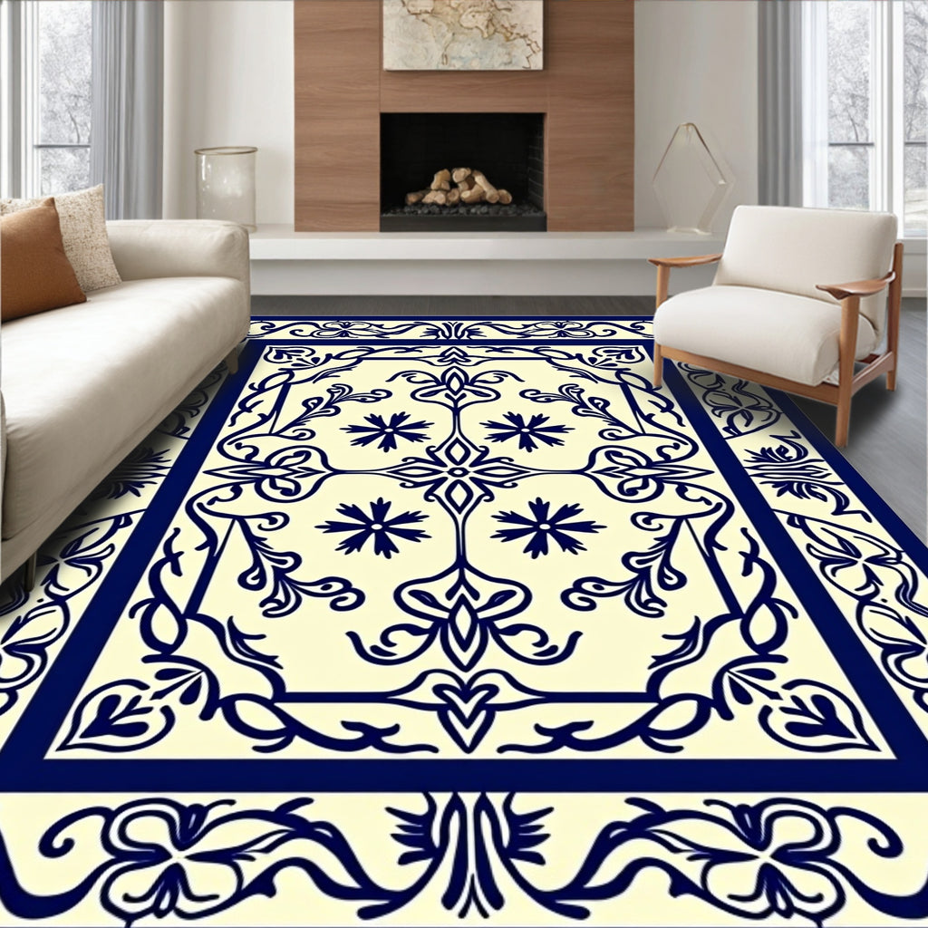 Vintage Inspired Floral Scrollwork Rug