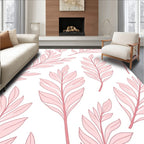 Pink Leafy Branch Pattern Rug