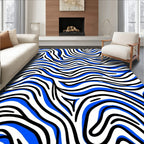 Bold Blue Black Wavy Stripes Rug