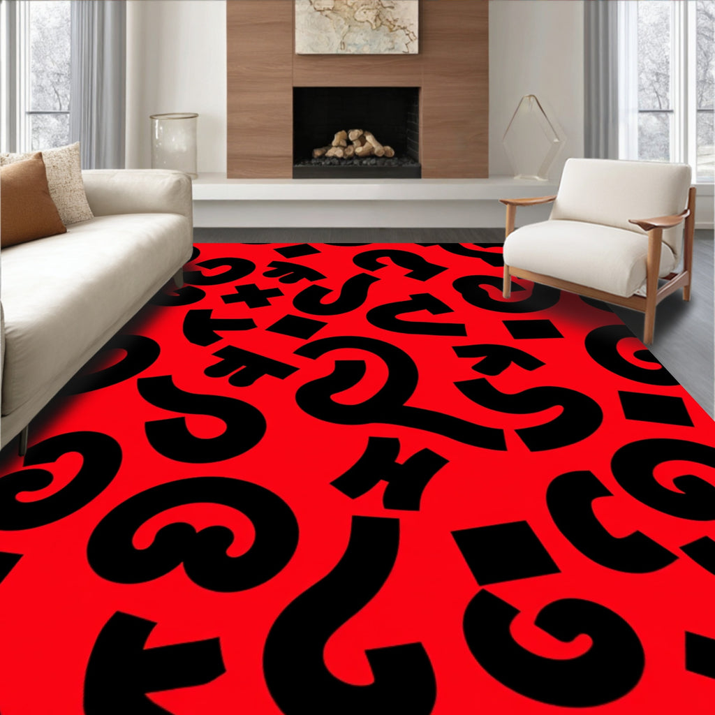 Abstract Black Bold Quirky Design Rug